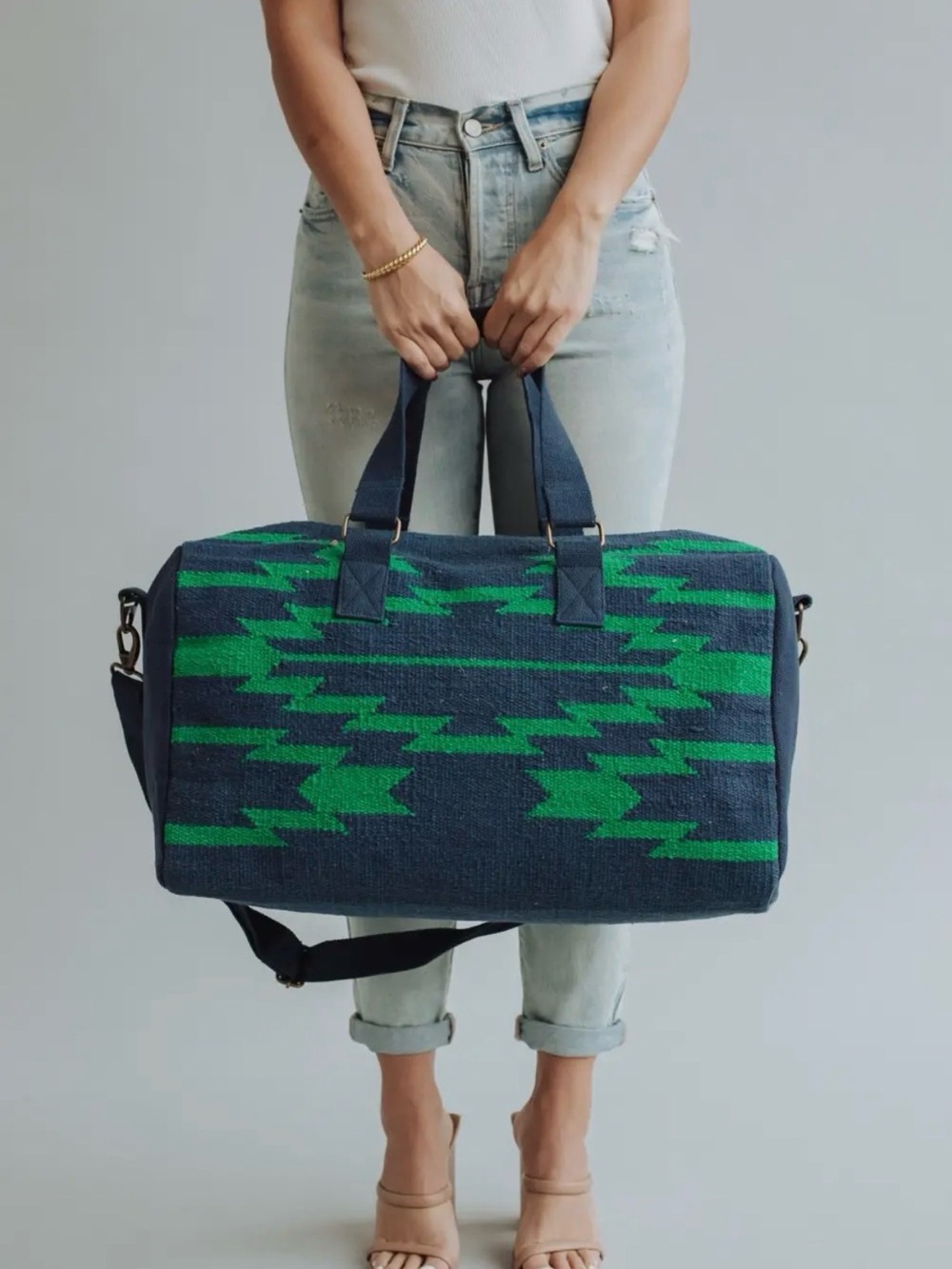 Panache Apparel Co. Navy & Green Aztec Duffel - Picture 3 of 4